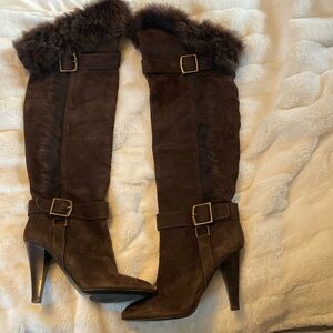 Furry Mazur Coach over the knee boots